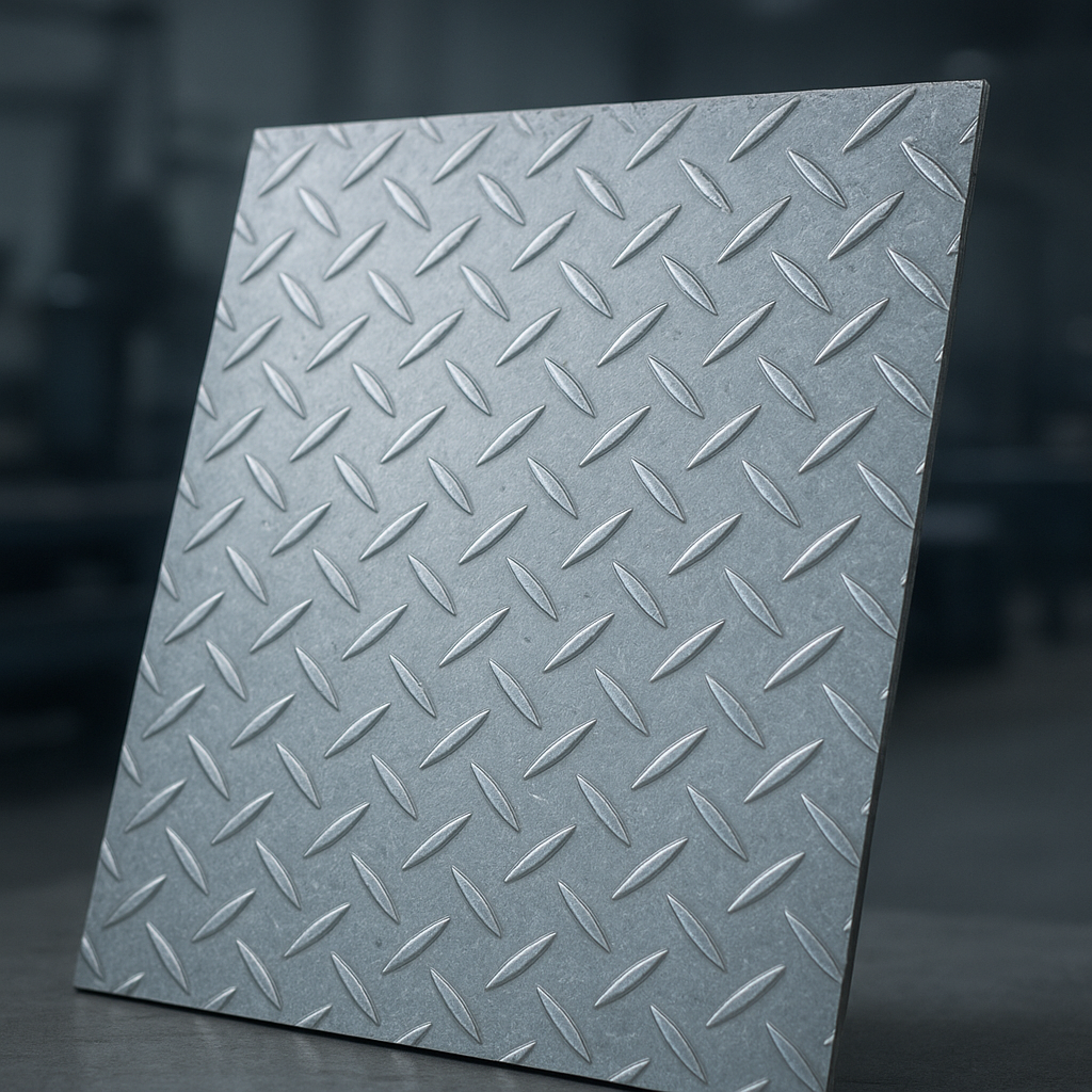 Chapa recalcada ou chapa xadrez em aplicação industrial